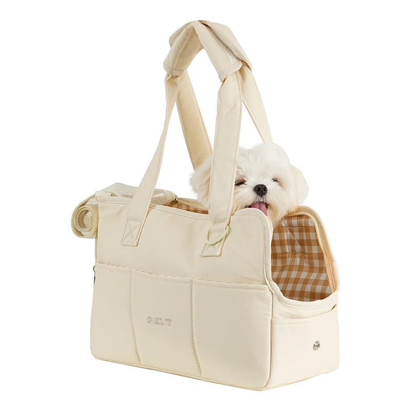 Cotton Dog Carrier Tote Bag for Small Dogs and Cats