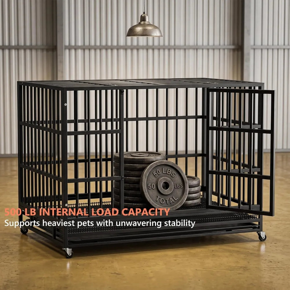 48 Inch Heavy Duty Dog Crate with Slide-Out Tray