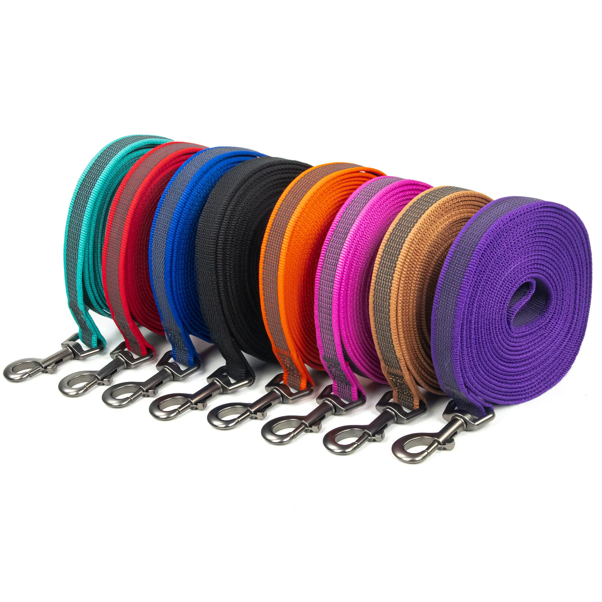 Rubber Grip Dog Leash for Training, 5 ft to 49 ft Lengths