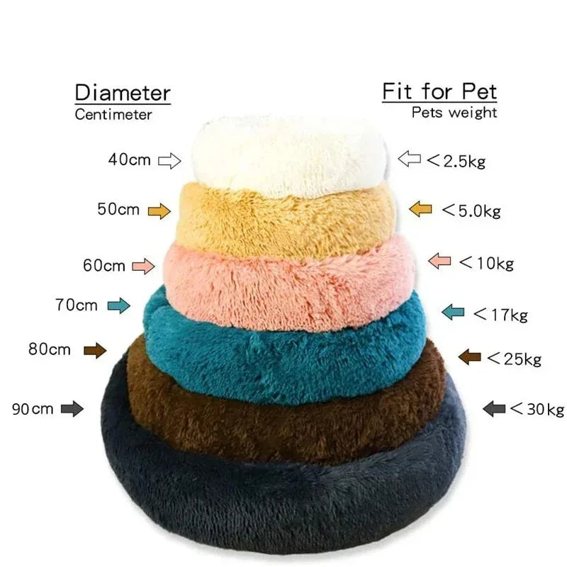 Round Plush Dog Bed, Fluffy Donut Bed for Small to Large Dogs