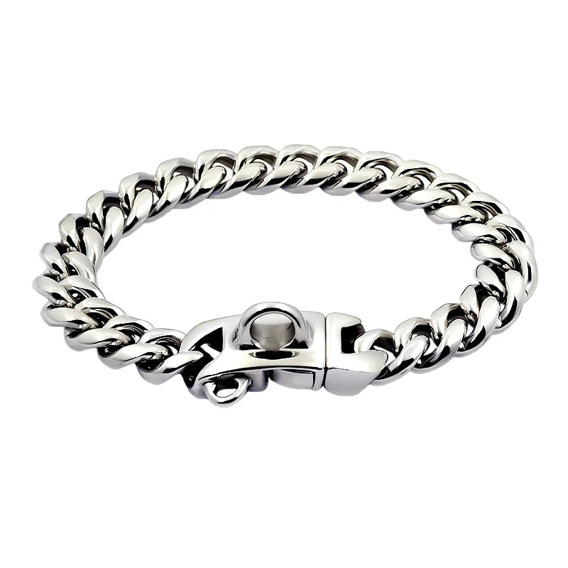 Stainless Steel Cuban Link Dog Chain Collar, 14 mm, Gold or Silver