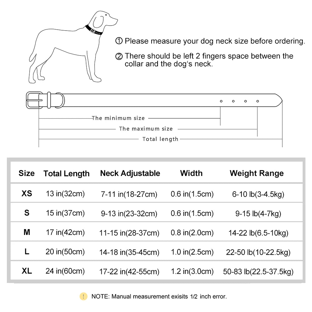 PU Leather Dog Collar with Engraved Nameplate ID Tag, Padded