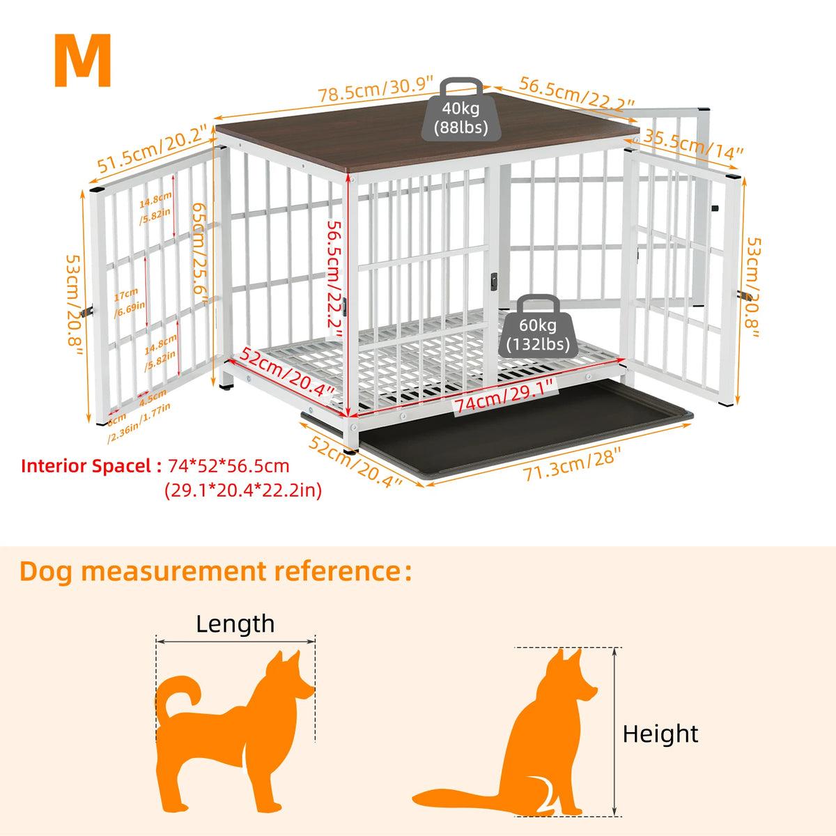 Wooden Dog Crate Furniture End Table, M to 2XL Sizes