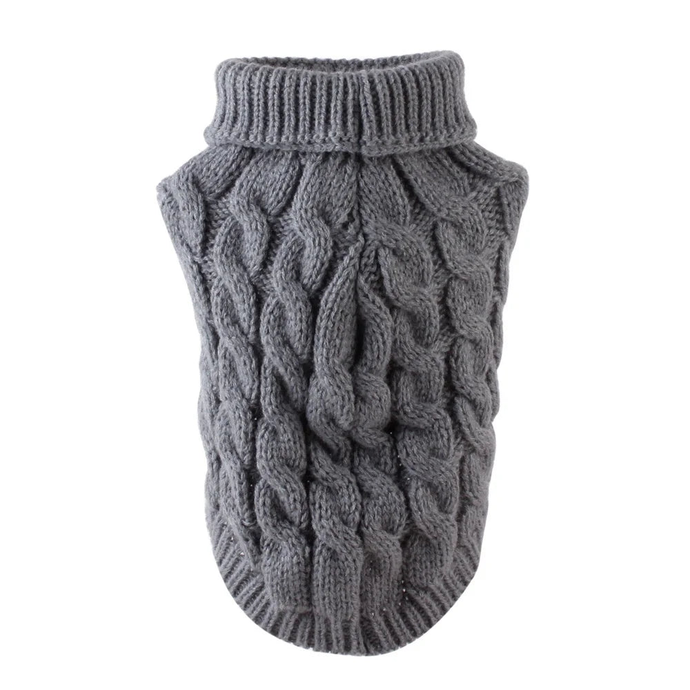 Classic Knit Dog Sweater for Small Dogs in 5 Solid Colors