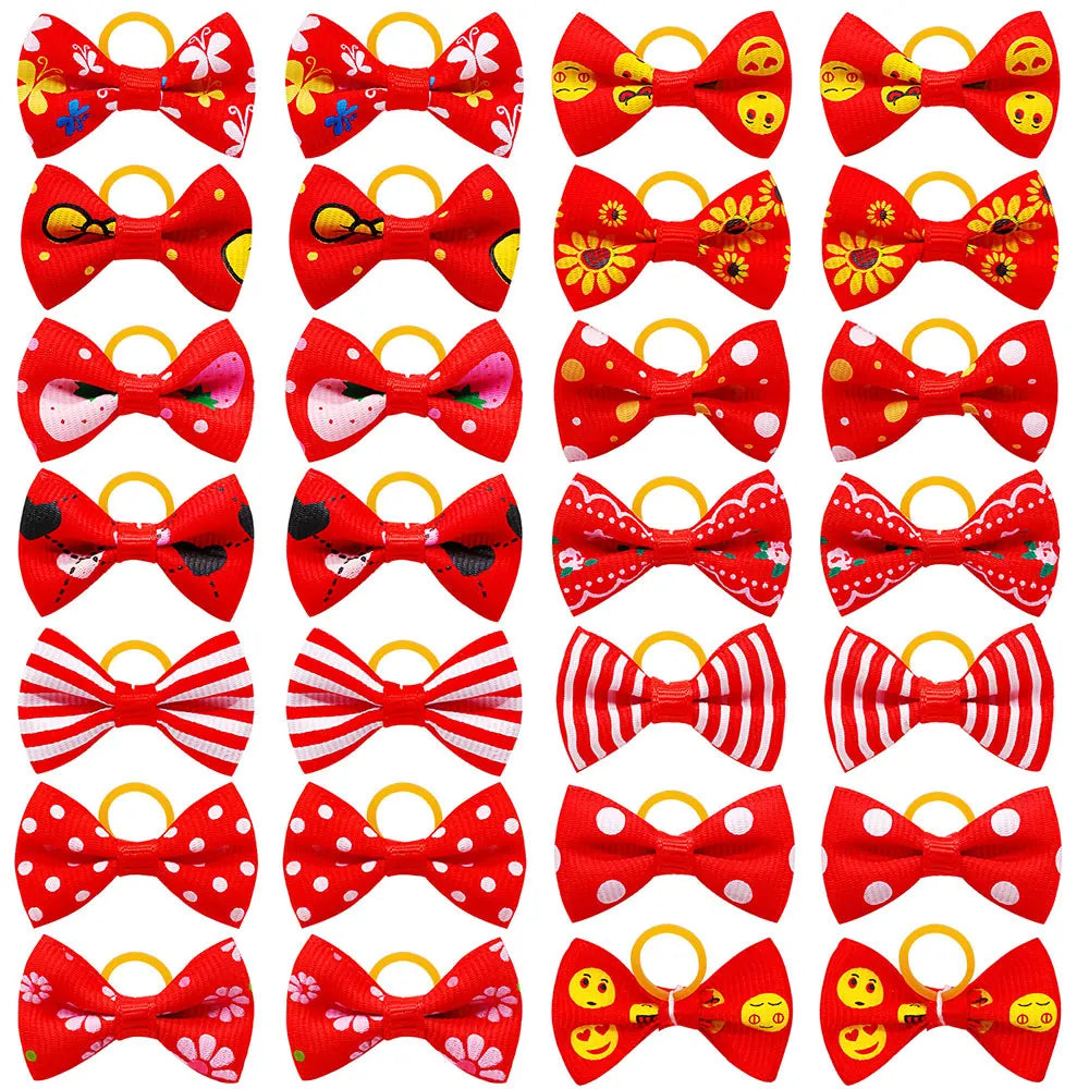 Dog Hair Bows with Rubber Bands, Mixed Colors, 10 to 30 Pack
