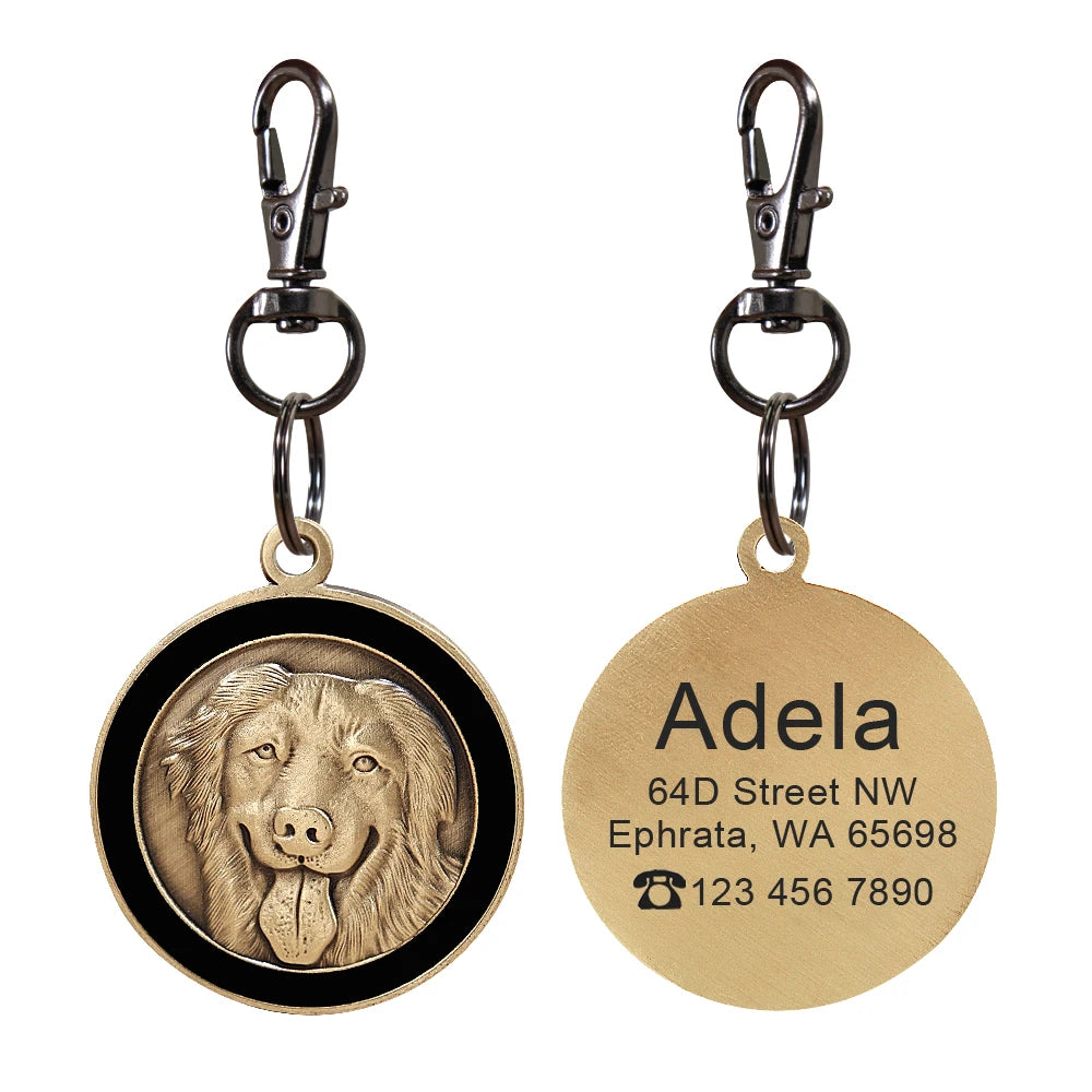 Personalized Dog Breed ID Tag with Engraved Name and Address