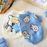 Knit Dog Turtleneck Sweater with Rabbit or Elephant Design
