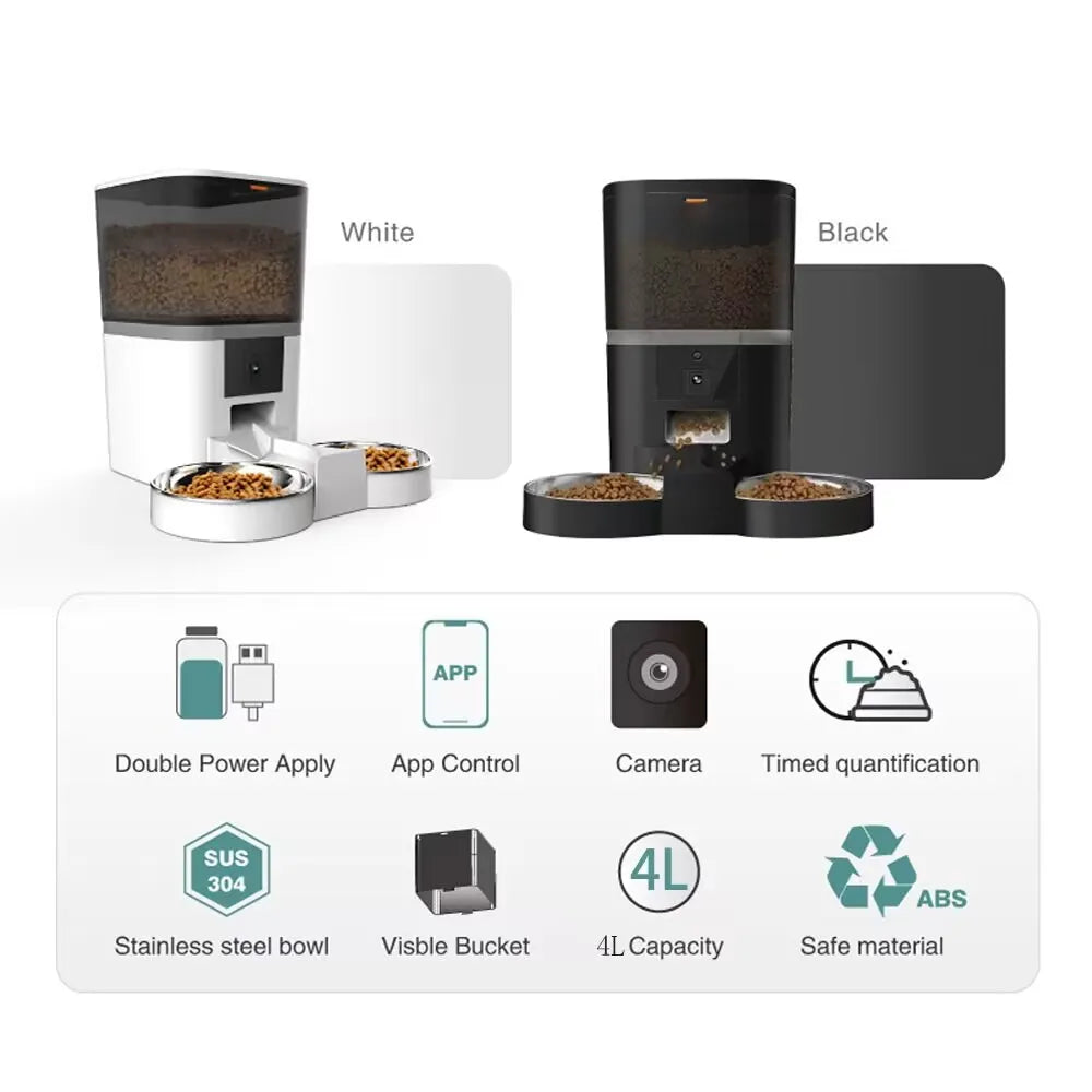 Automatic Dog Feeder with Camera and App Control, 4L