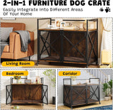 Heavy Duty Dog Crate Furniture with 360° Wheels