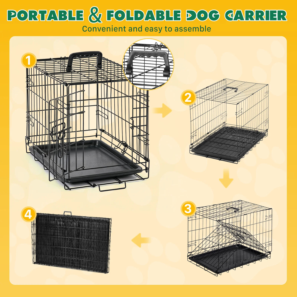 18 Inch Foldable Dog Crate with Secure Locks
