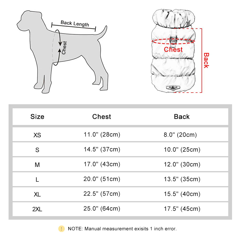 Padded Dog Winter Coat for Small and Medium Dogs, Windproof