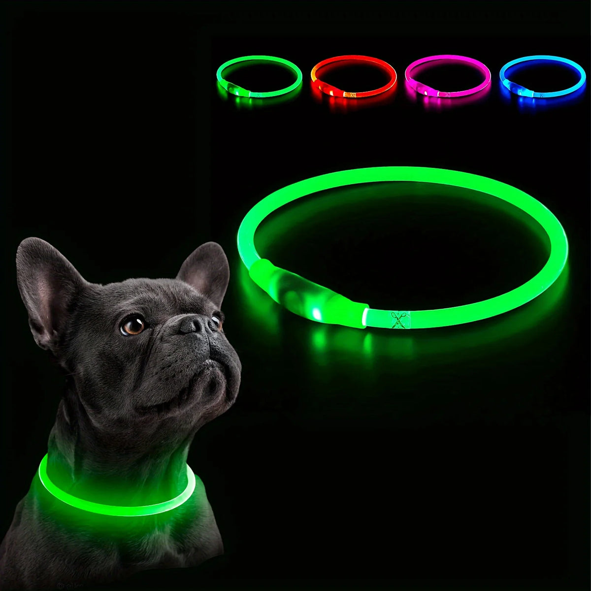 Rechargeable LED Dog Collar, Cut-to-Fit Light-Up Ring