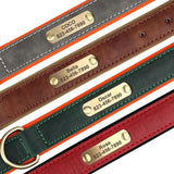 Personalized Leather Dog Collar with Engraved Nameplate ID Tag