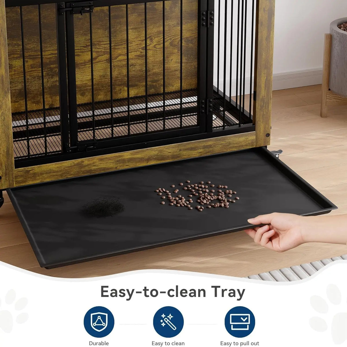 38 Inch Dog Crate Furniture with 3 Doors & Wheels