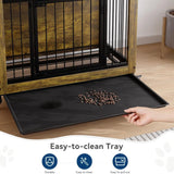 38 Inch Dog Crate Furniture with 3 Doors & Wheels