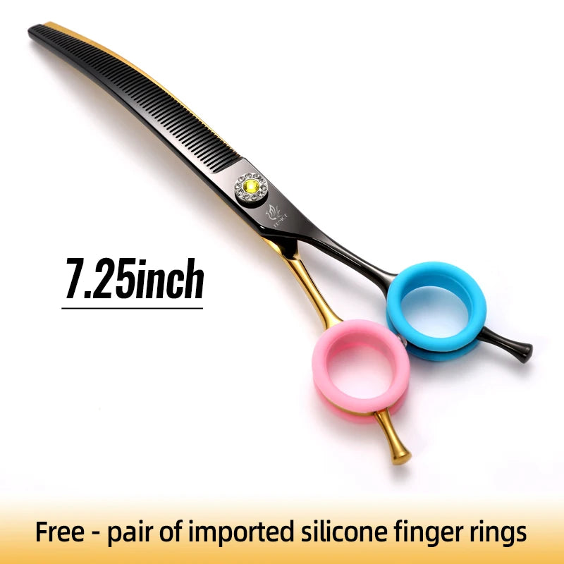 Curved Chunker Dog Grooming Scissors, 7.25 Inch 440C Steel