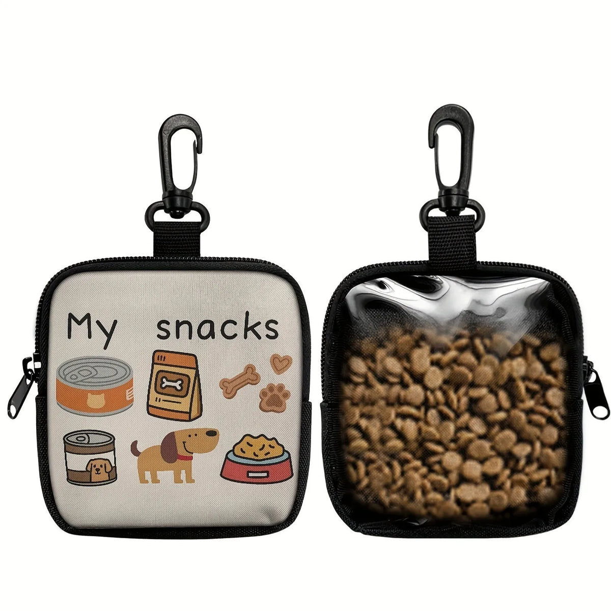 Dog Treat Pouch with Clip, Zippered Cartoon Dog Training Bag
