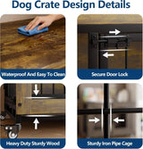 38 Inch Dog Crate Furniture with 3 Doors & Wheels