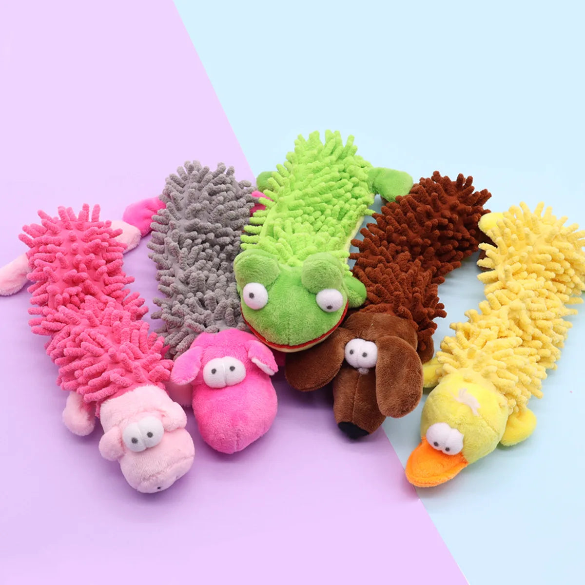 Squeaky Plush Dog Toy with Soft Mop Texture