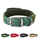 Tactical Dog Collar with Handle, Double Buckle and Patches