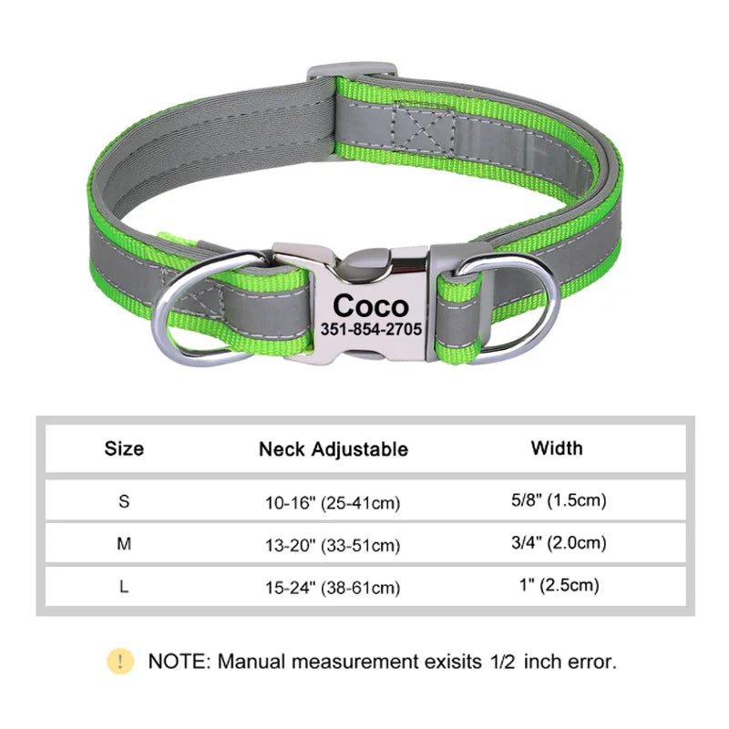 Custom Padded Nylon Dog Collar with Engraved Phone Number