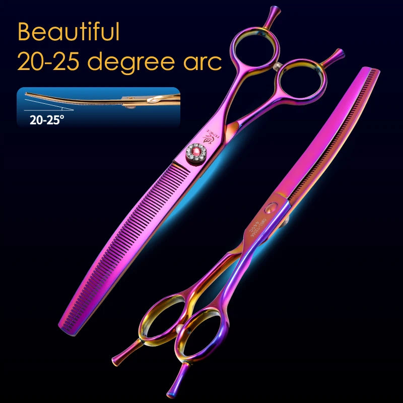 Curved Dog Grooming Thinning Shears, 7.25 Inch Japanese 440C