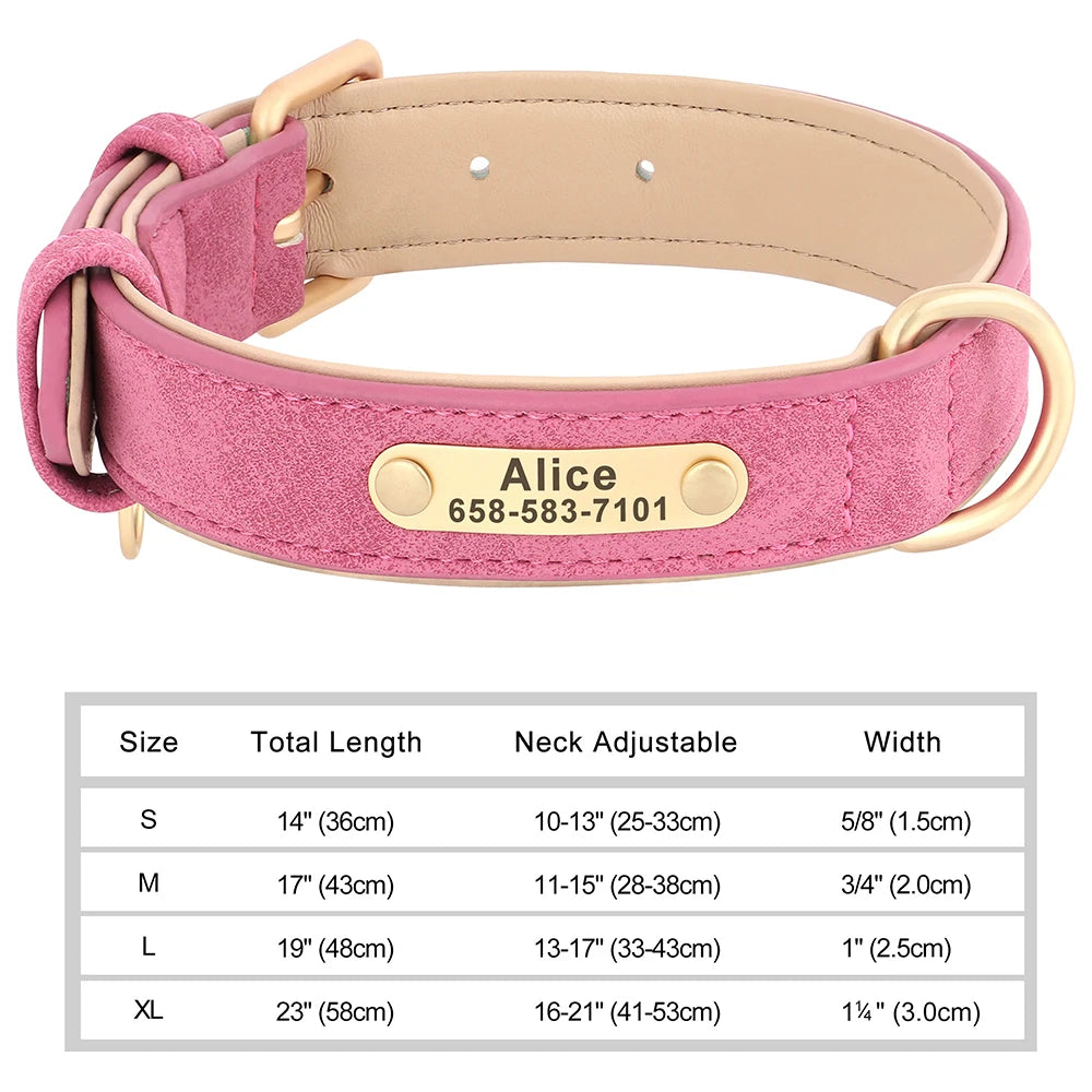 Personalized Dog Collar with Free Engraved ID Tag, PU Leather