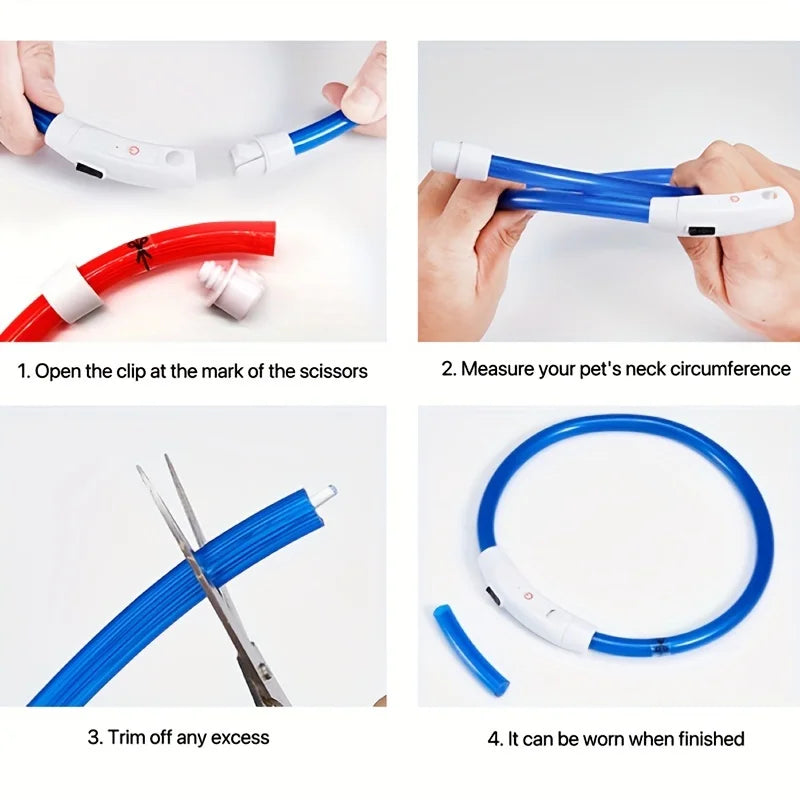 Rechargeable LED Dog Collar, Cut-to-Fit Light-Up Ring