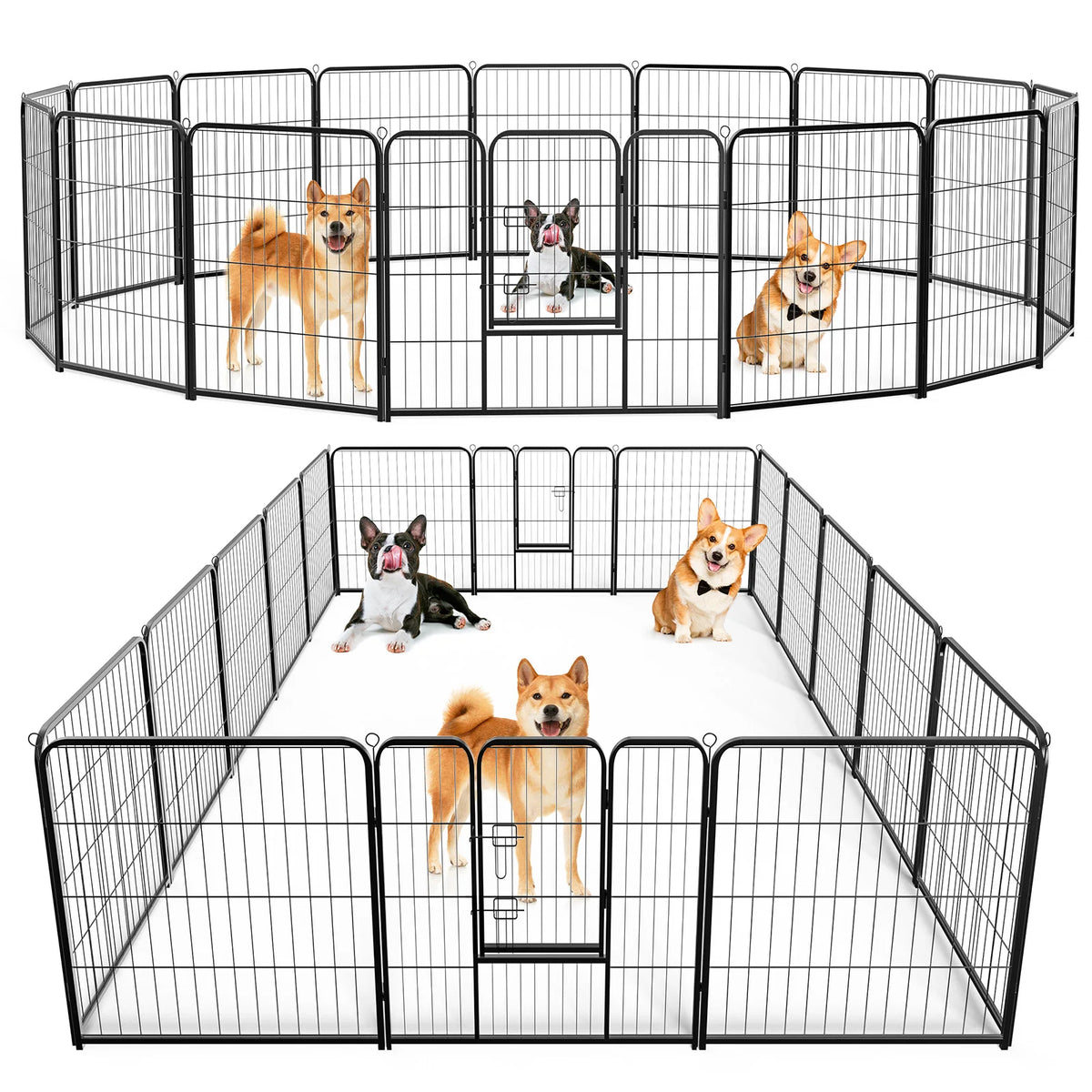 Large Dog Playpen with 16 Panels, 107 Sq Ft Foldable Exercise Pen