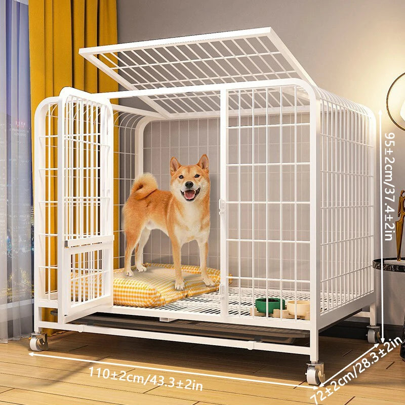 Heavy Duty Metal Dog Crate for Large Dogs with Wheels