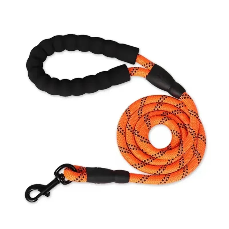 Reflective Rope Dog Leash with Foam Handle, 5 ft