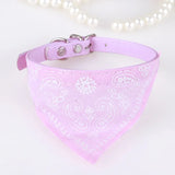 Adjustable Dog Bandana Collar with Reflective Leather