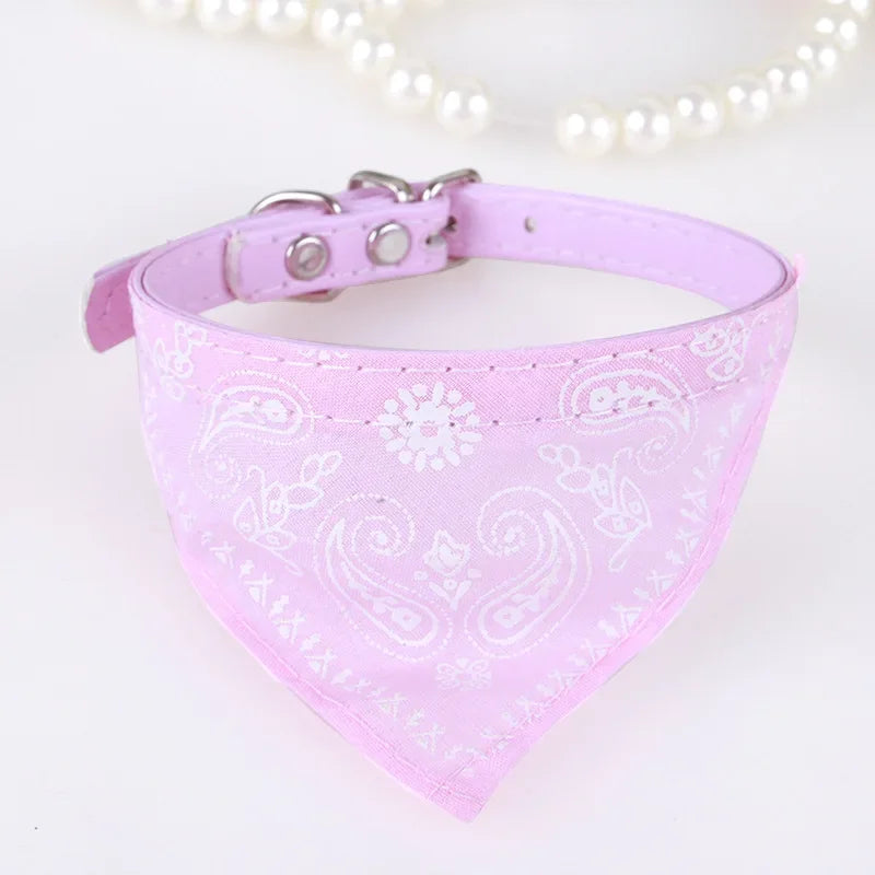 Adjustable Dog Bandana Collar with Reflective Leather