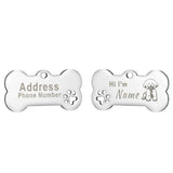 Engraved Bone Dog ID Tag, Personalized Stainless Steel Tag