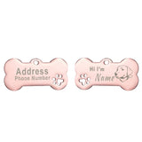 Engraved Bone Dog ID Tag, Personalized Stainless Steel Tag