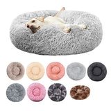 Round Plush Dog Bed, Fluffy Donut Bed for Small to Large Dogs