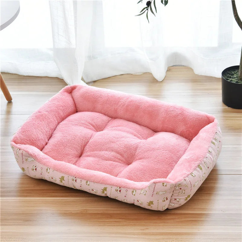 Plush Rectangle Dog Bed with Raised Sides in Candy Colors