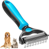 2-in-1 Dematting and Deshedding Rake for Dogs and Cats