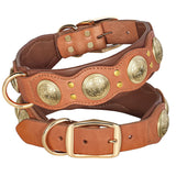 Real Leather Spiked Studded Dog Collar for Medium and Large Dogs