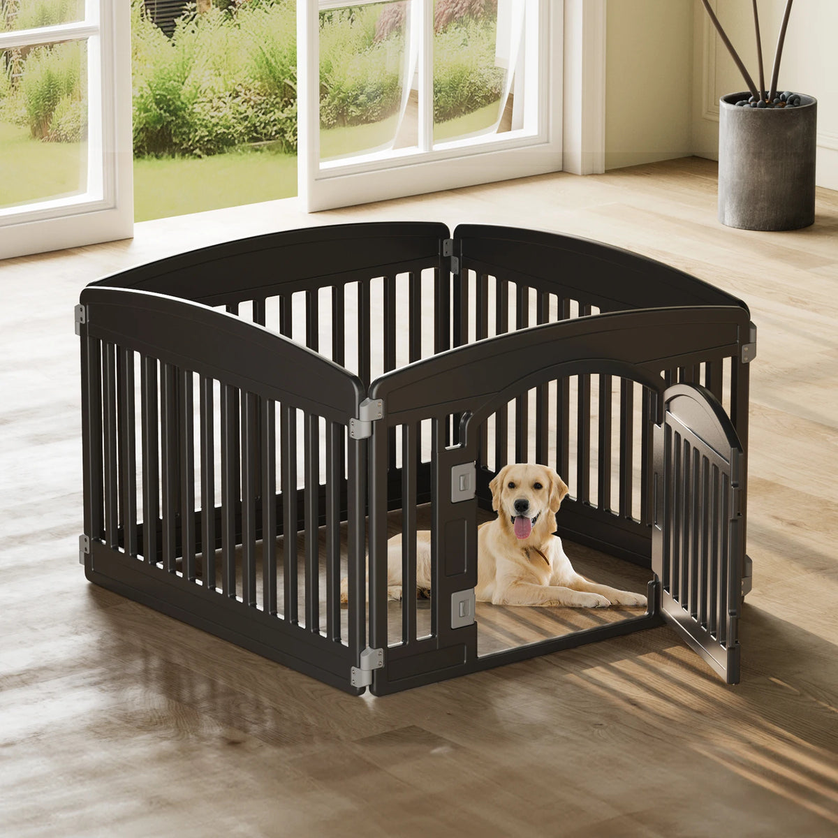 6 Panel Plastic Dog Playpen, 24 Inch Expandable Fence