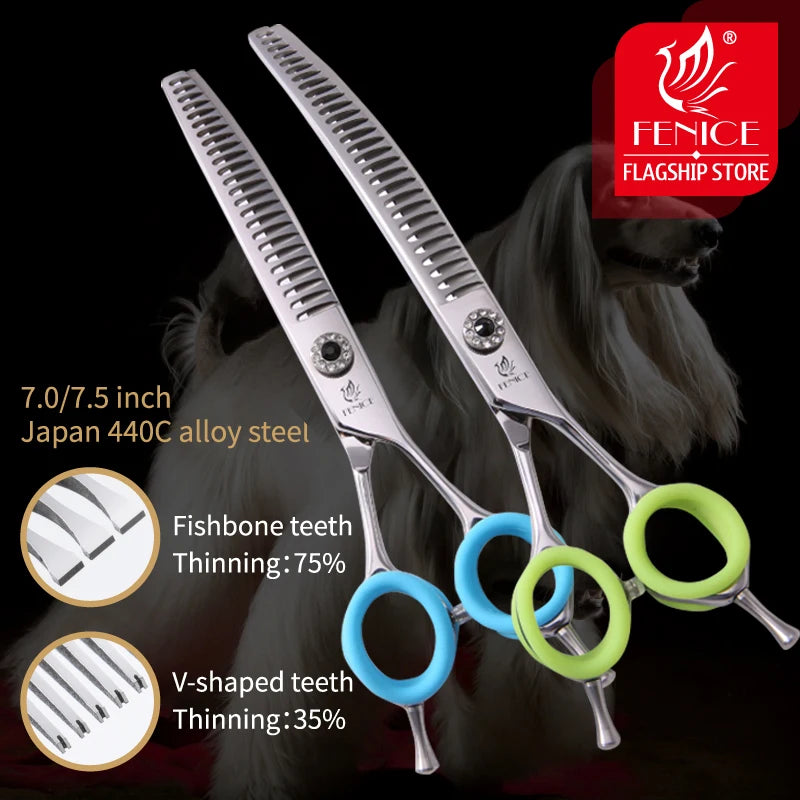 Curved Chunkers and Thinners for Dog Grooming, 7 or 7.5 Inch