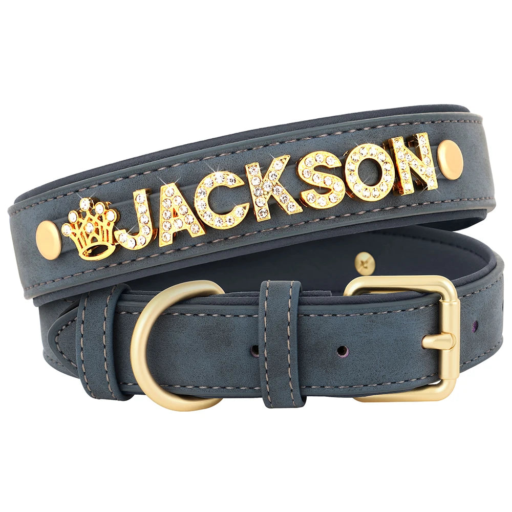 Custom Name Dog Collar with Jeweled Letter Charms