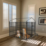Outdoor Dog Kennel with Roof, Heavy Duty Metal Run