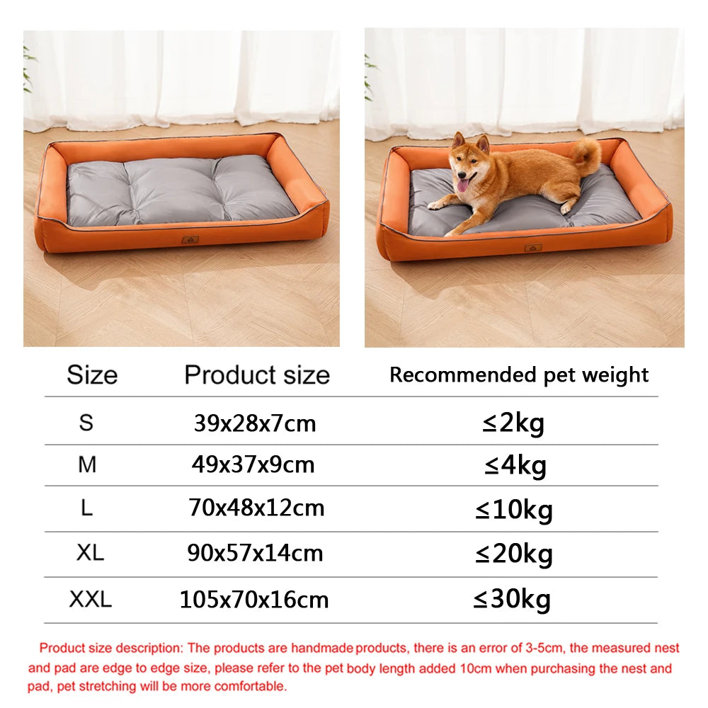 Waterproof Bolster Dog Bed with Removable Pad, S to 2XL
