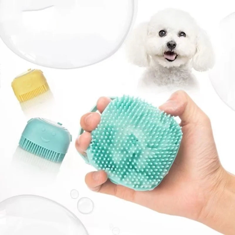 Silicone Dog Bath Brush with Shampoo Dispenser