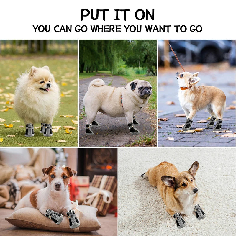 Non-Slip Dog Shoes for Small Dogs with Warm Plush Lining