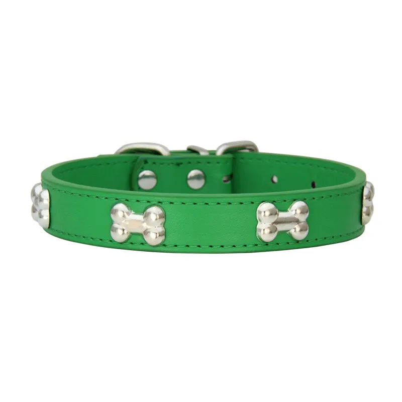 Leather Dog Collar for Small Dogs with Adjustable Buckle
