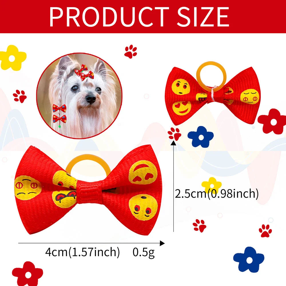 Dog Hair Bows with Rubber Bands, Mixed Colors, 10 to 30 Pack