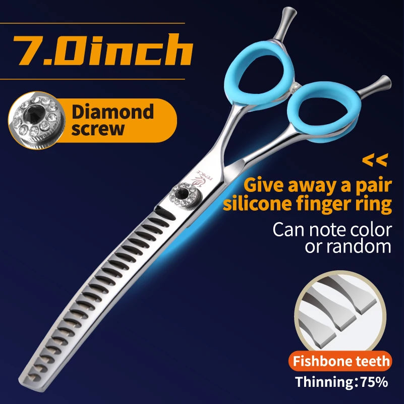 Curved Chunkers and Thinners for Dog Grooming, 7 or 7.5 Inch
