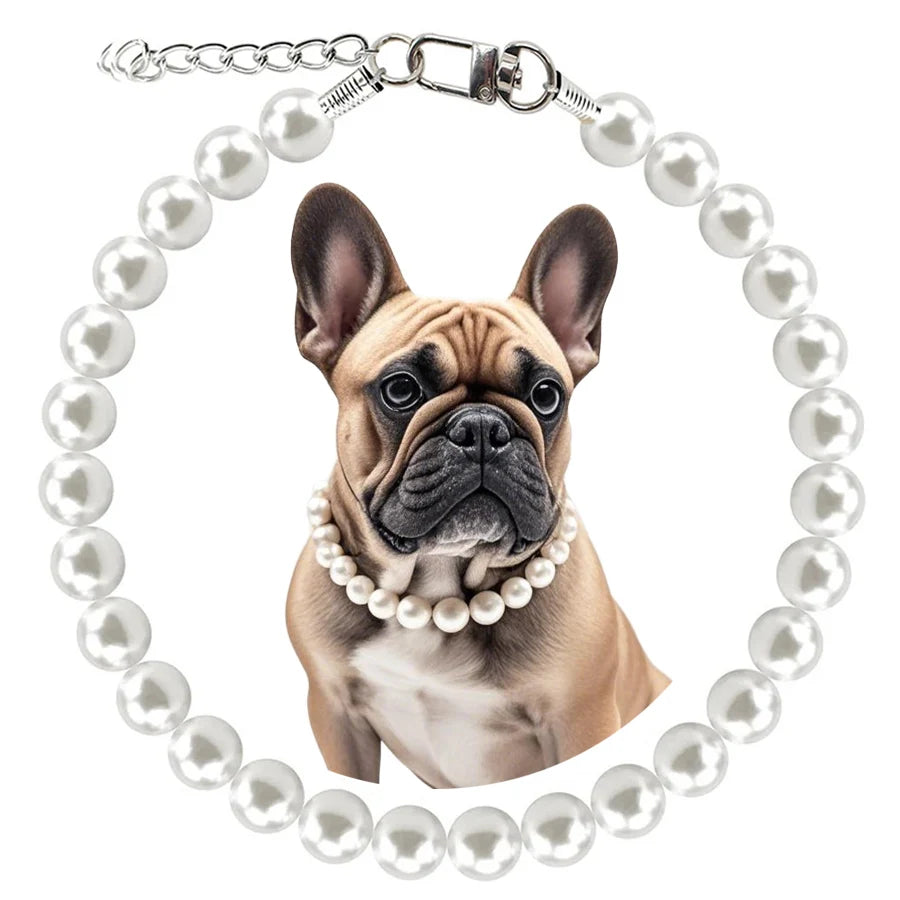 Pearl Dog Necklace for Medium and Large Dogs, Adjustable Fit